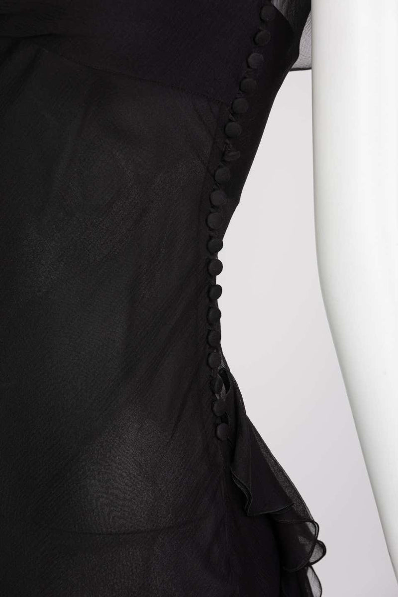 Christian Dior by Galliano Black Sheer Silk Sleeveless Dress