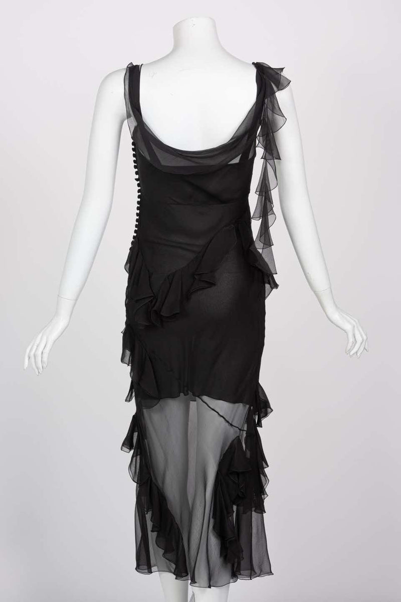 Christian Dior by Galliano Black Sheer Silk Sleeveless Dress