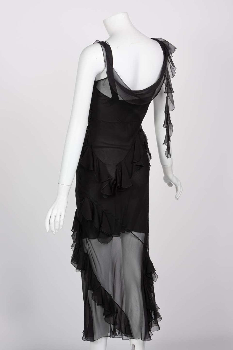 Christian Dior by Galliano Black Sheer Silk Sleeveless Dress Basha Gold Christian Dior by Galliano Black Sheer Silk Sleeveless Dress Basha Gold