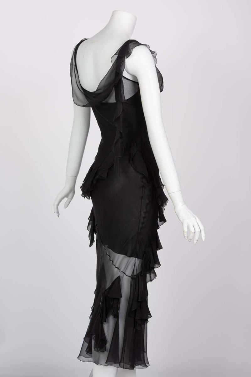 Christian Dior by Galliano Black Sheer Silk Sleeveless Dress