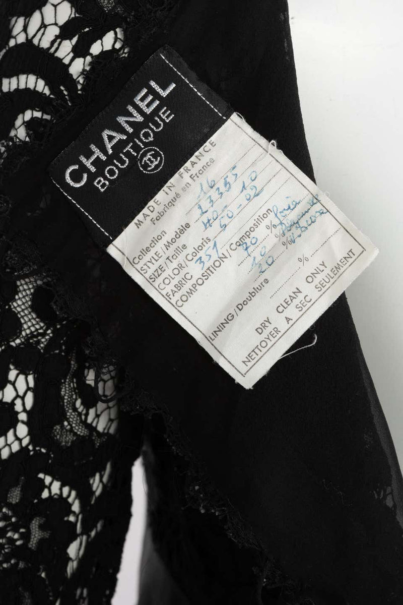 Chanel Lace and Striped Camellia Empire Dress S/S 1988