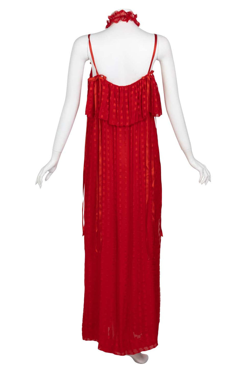 Christian Dior Red Maxi Dress & Shawl Documented 1970s