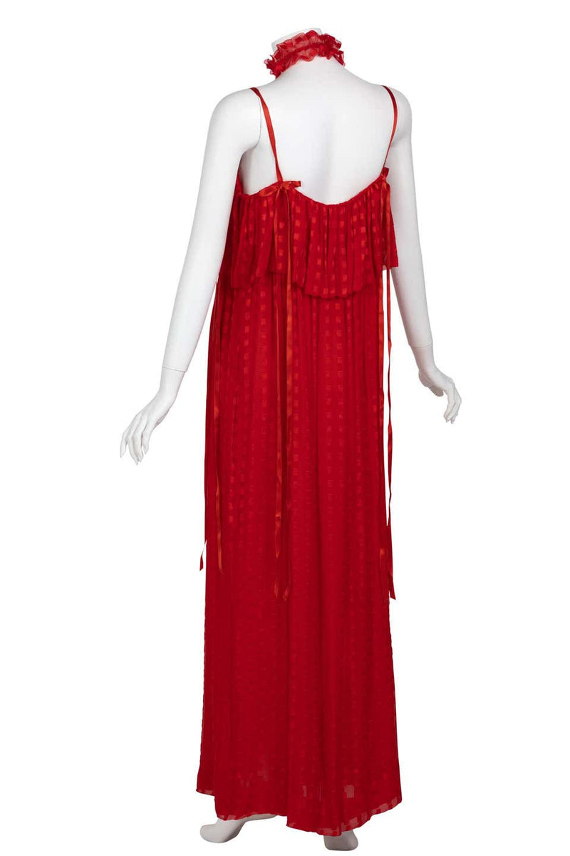 Christian Dior Red Maxi Dress & Shawl Documented 1970s