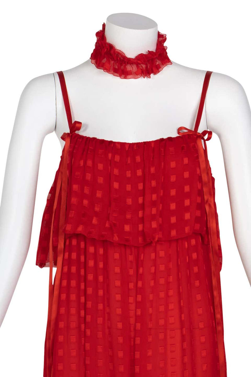 Christian Dior Red Maxi Dress & Shawl Documented 1970s