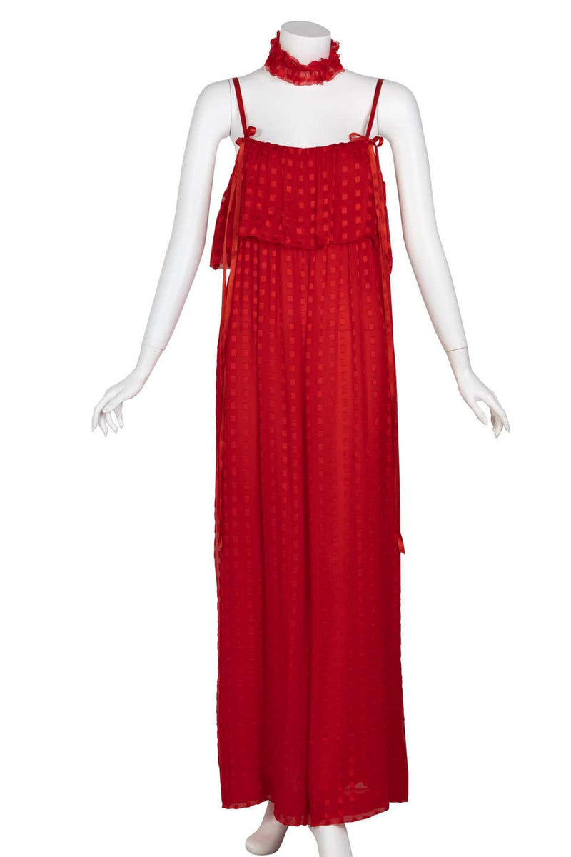 Christian Dior Red Maxi Dress & Shawl Documented 1970s