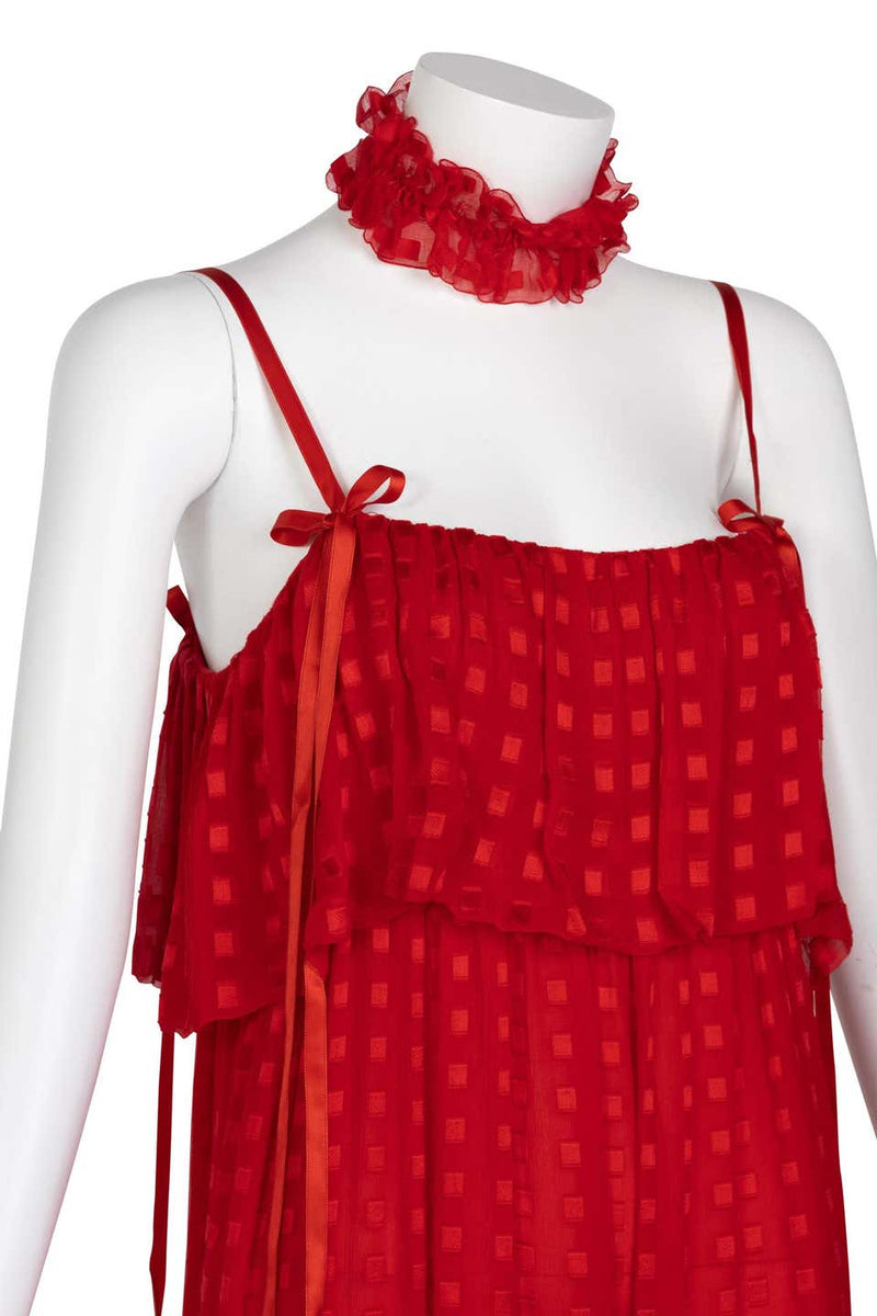 Christian Dior Red Maxi Dress & Shawl Documented 1970s