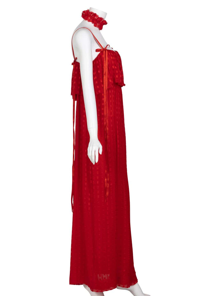 Christian Dior Red Maxi Dress & Shawl Documented 1970s