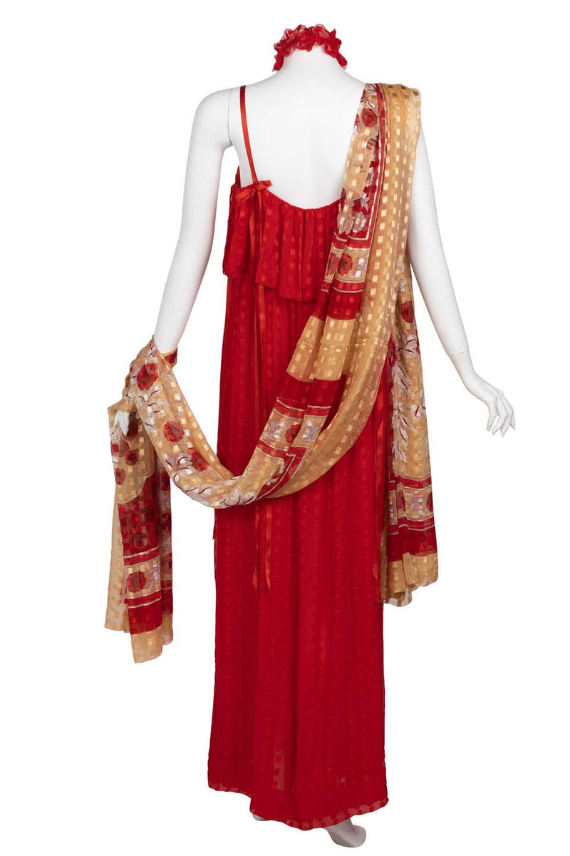 Christian Dior Red Maxi Dress & Shawl Documented 1970s