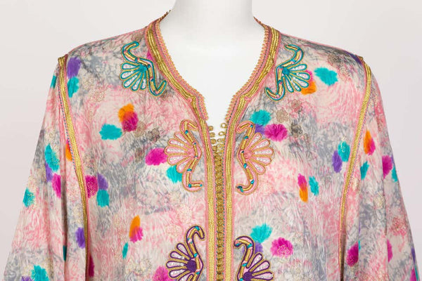 Vintage Colorful Silk and Metallic Caftan