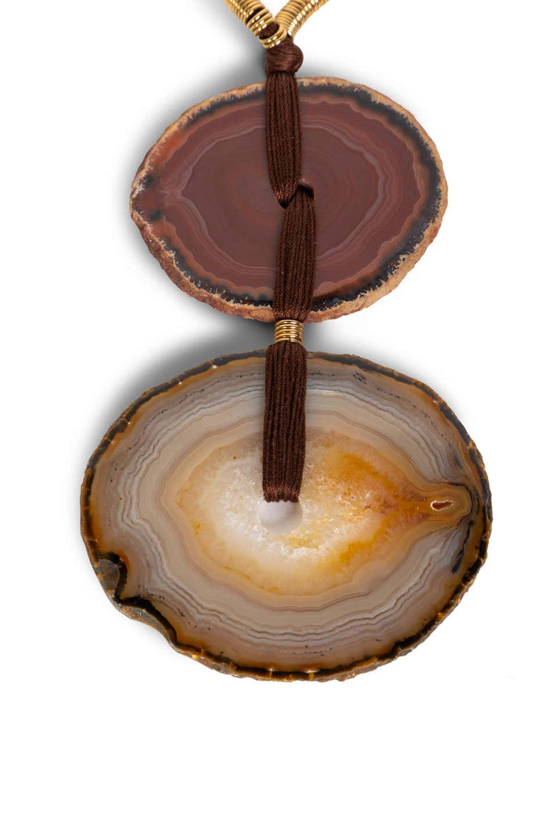 Yves Saint Laurent Agate Disc Pendant Necklace 2010