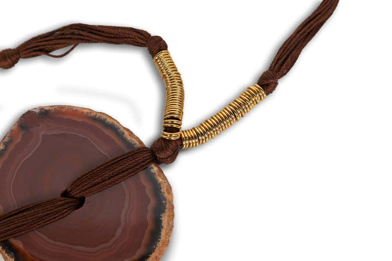Yves Saint Laurent Agate Disc Pendant Necklace 2010