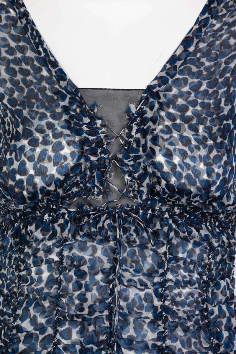 Prada Blue Heart Ruched Top and Skirt Ensemble S/S 2000