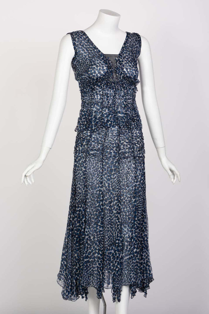 Prada Blue Heart Ruched Top and Skirt Ensemble S/S 2000