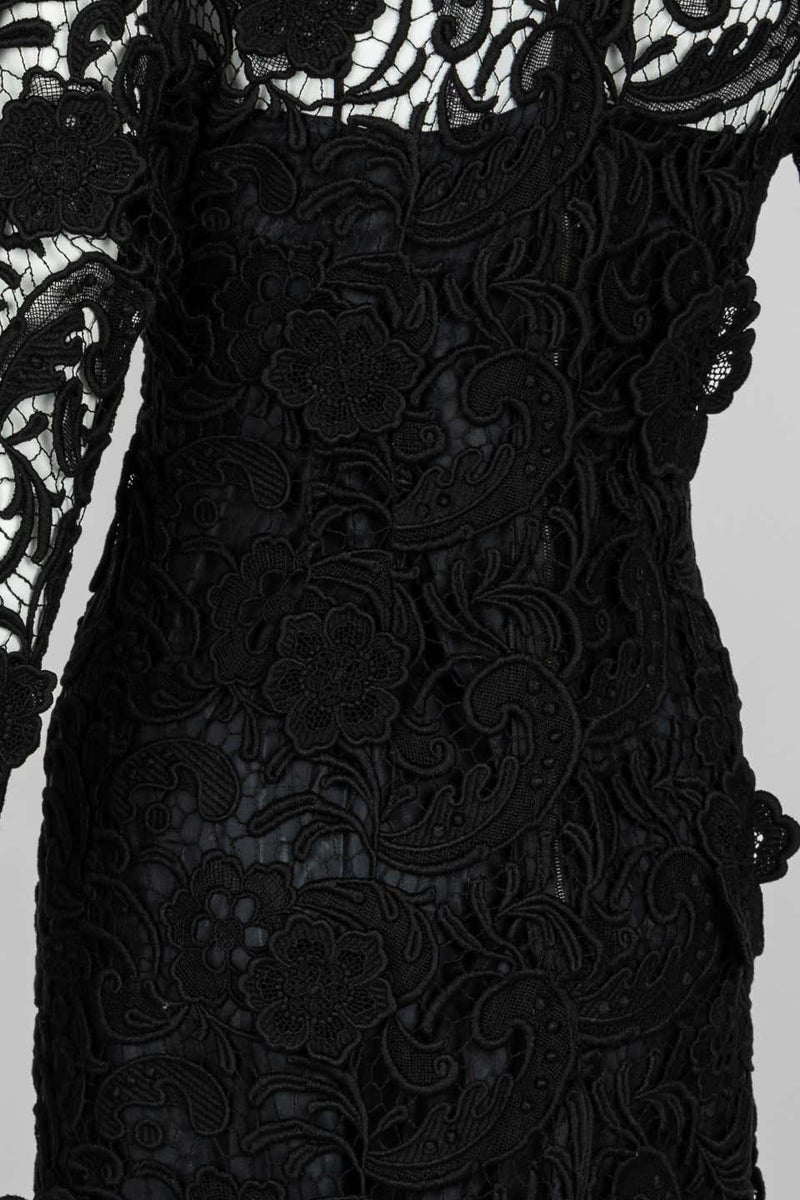 prada black lace dress Prada black embroidered lace dress