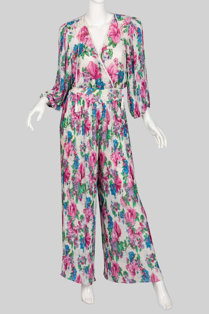 Diane Freis Floral Chiffon Jumpsuit, 1980s
