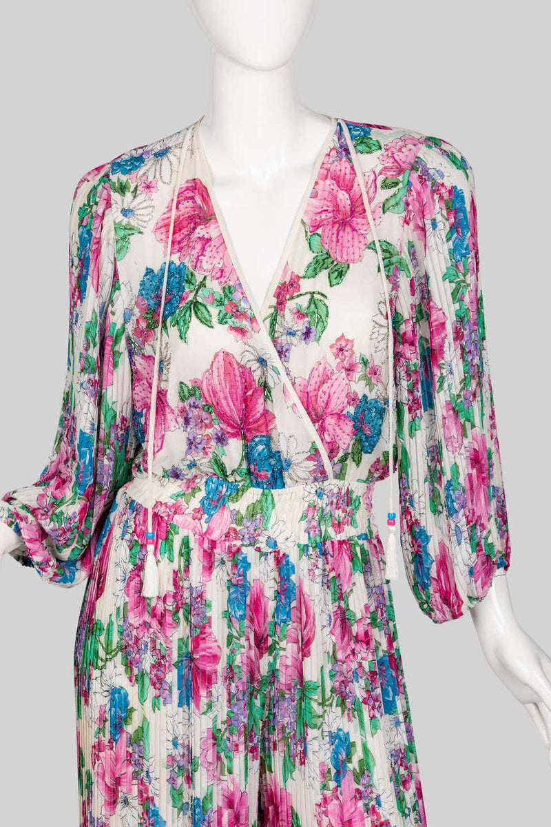 Diane Freis Floral Chiffon Jumpsuit, 1980s