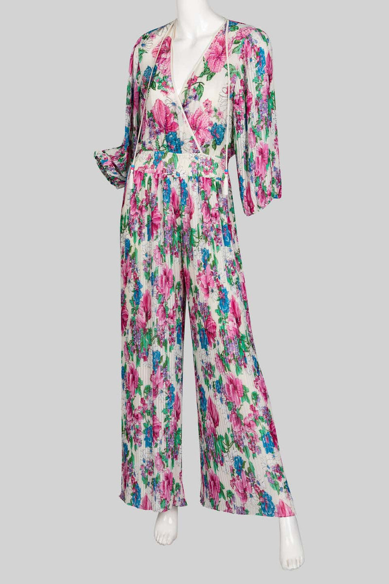 Diane Freis Floral Chiffon Jumpsuit, 1980s