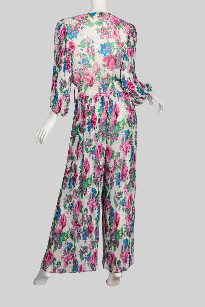 Diane Freis Floral Chiffon Jumpsuit, 1980s