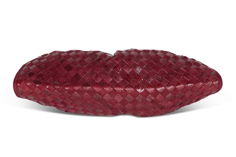 Bottega Veneta Burgundy Suede & Lizard Intrecciato Clutch Bag, 1980's