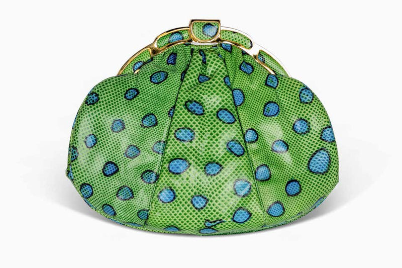 Judith Leiber Green and Blue Reptile Leather Clutch Bag, 1986