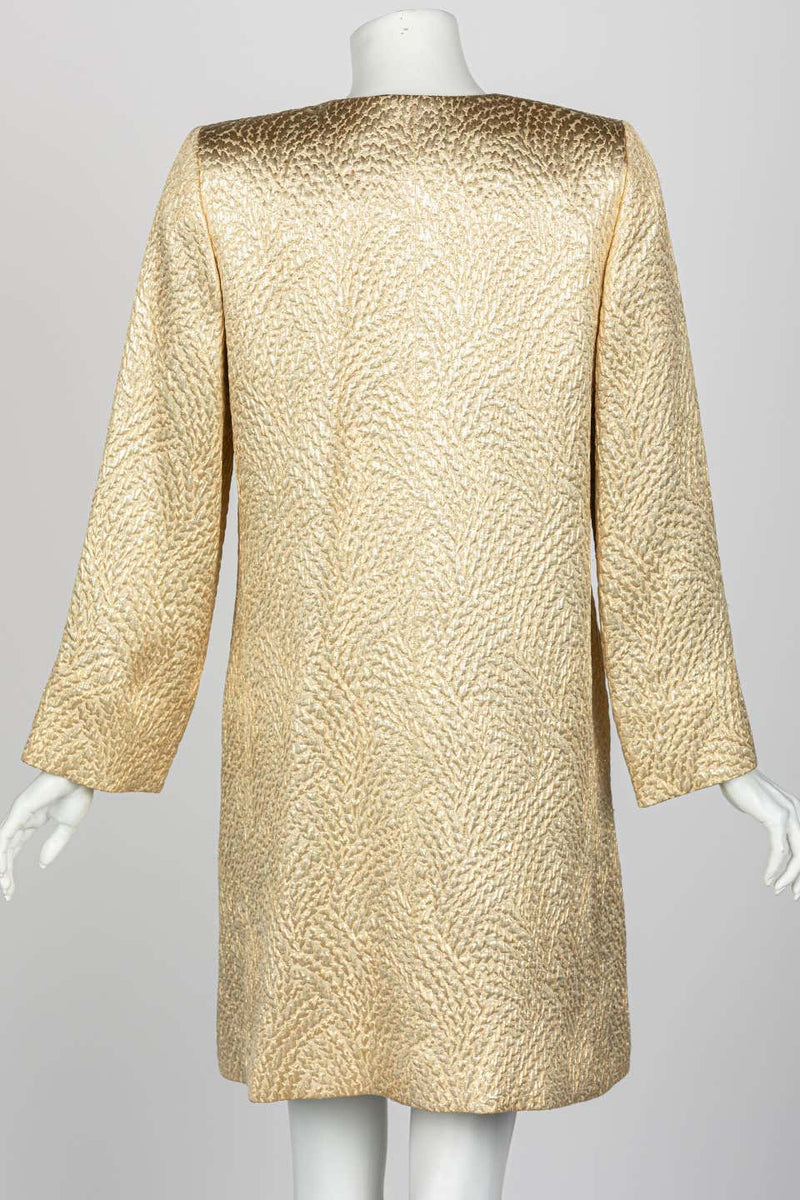 Yves Saint Laurent Gold Evening Coat w/ Jeweled Buttons YSL, 1990s