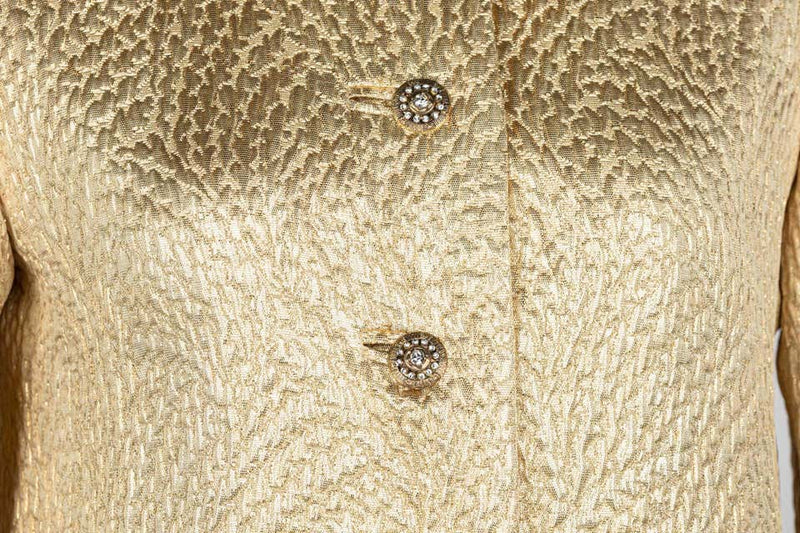 Yves Saint Laurent Gold Evening Coat w/ Jeweled Buttons YSL, 1990s