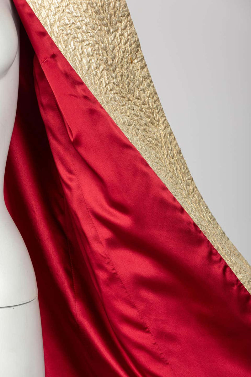 Yves Saint Laurent Gold Evening Coat w/ Jeweled Buttons YSL, 1990s