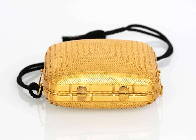 Tiffany & Co. by Elsa Peretti Gold Lacquered Bamboo Tassel Minaudière Bag, 1990s