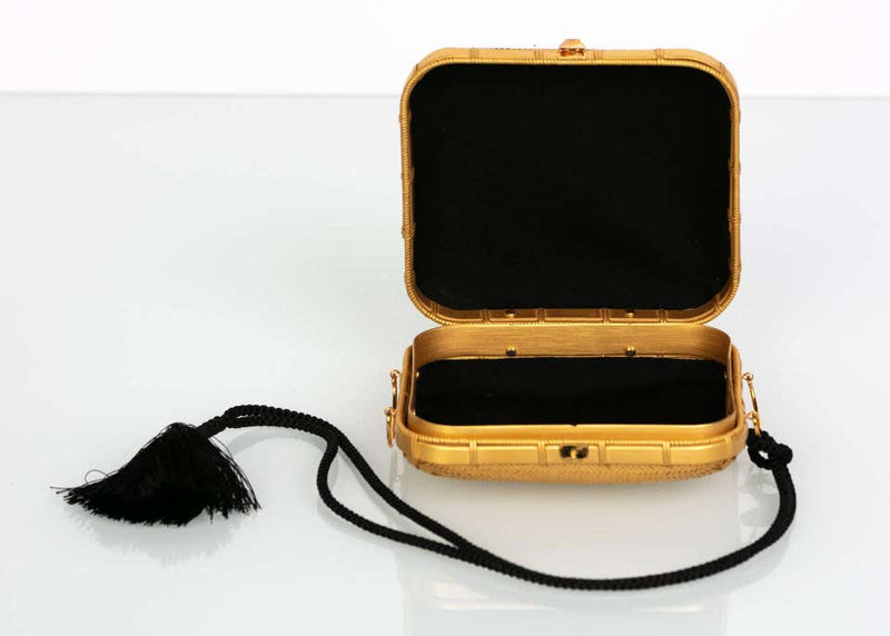 Tiffany & Co. by Elsa Peretti Gold Lacquered Bamboo Tassel Minaudière Bag, 1990s