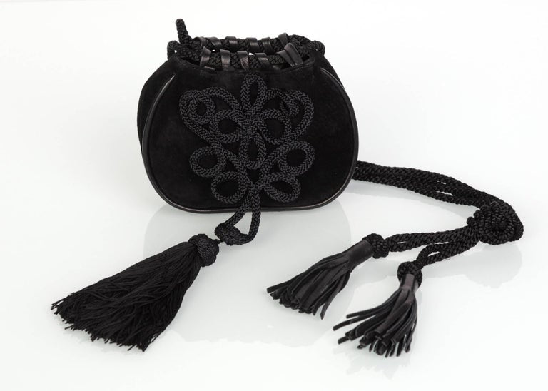 Yves Saint Laurent Russian Collection Documented Suede Leather Tassel Bag, 1990s