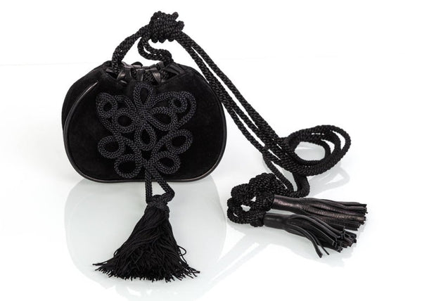 Yves Saint Laurent Russian Collection Documented Suede Leather Tassel Bag, 1990s