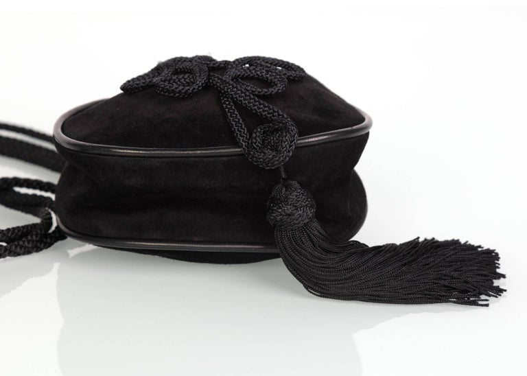 Yves Saint Laurent Russian Collection Documented Suede Leather Tassel Bag, 1990s