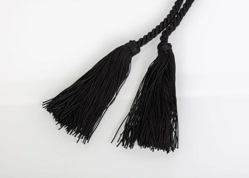 Vintage Black Rope Tassel Plastic Statement Belt attributed YSL