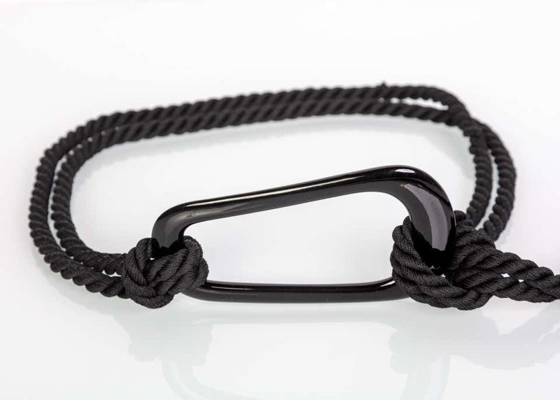 Vintage Black Rope Tassel Plastic Statement Belt attributed YSL
