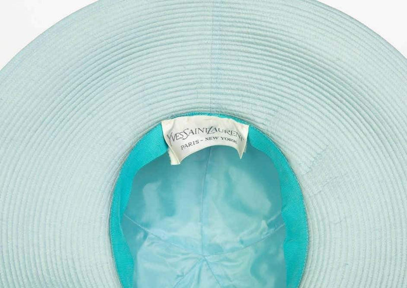 Yves Saint Laurent YSL Soft Blue Silk Hat, 1970s
