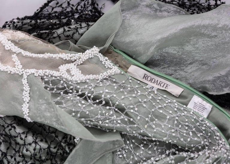 Rodarte Runway Beaded Metal Net Sea Foam Lame Swarovski Crystals Dress, 2015