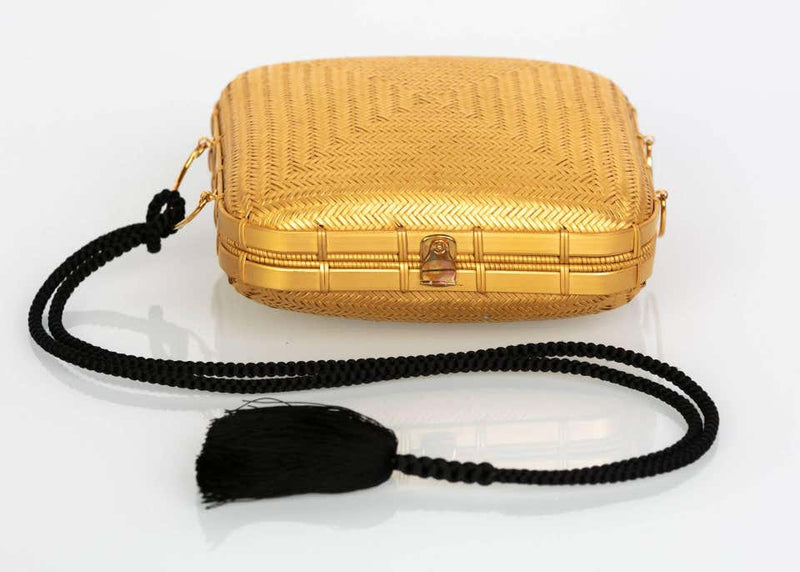 Tiffany & Co. by Elsa Peretti Gold Lacquered Bamboo Tassel Minaudière Bag, 1990s