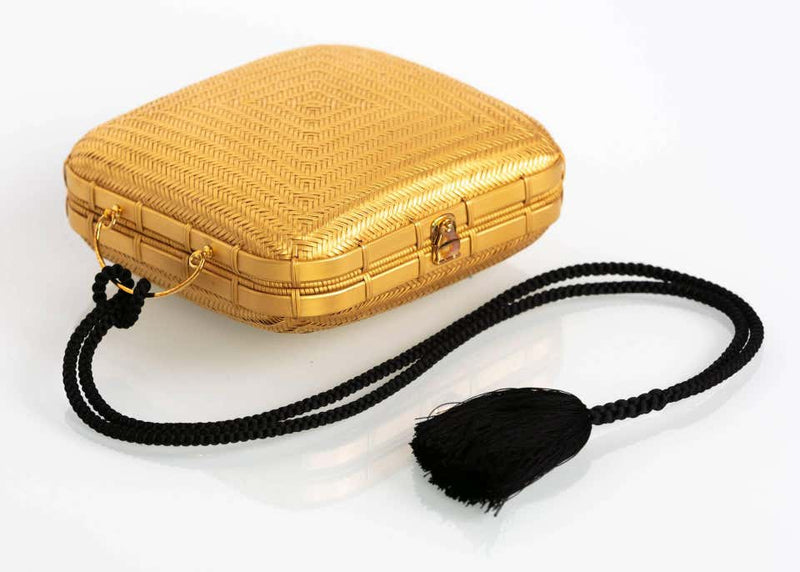 Tiffany & Co. by Elsa Peretti Gold Lacquered Bamboo Tassel Minaudière Bag, 1990s