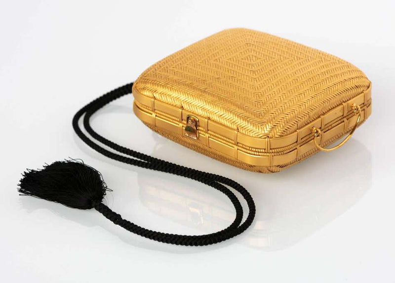 Tiffany & Co. by Elsa Peretti Gold Lacquered Bamboo Tassel Minaudière Bag, 1990s