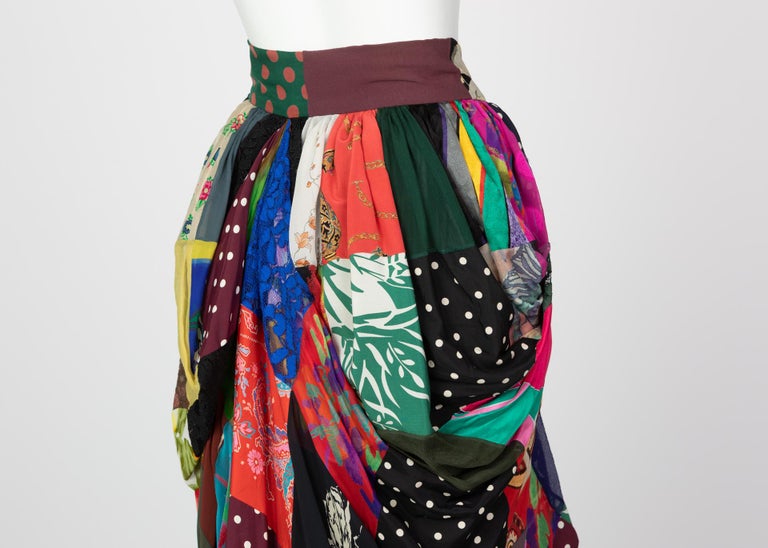 Dolce & Gabbana Multicolored Silk Patchwork Maxi Skirt, 1990s