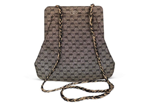 Vintage Gucci Metallic Gold Black Evening Bag