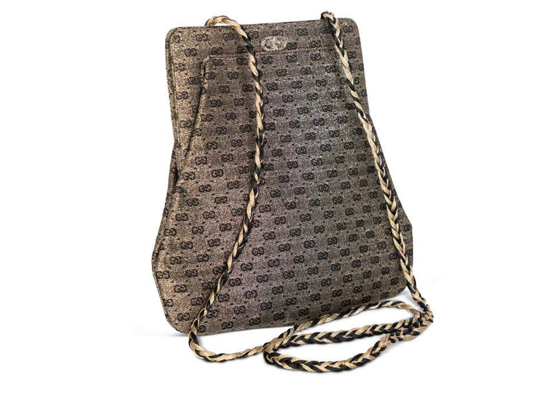 Vintage Gucci Metallic Gold Black Evening Bag