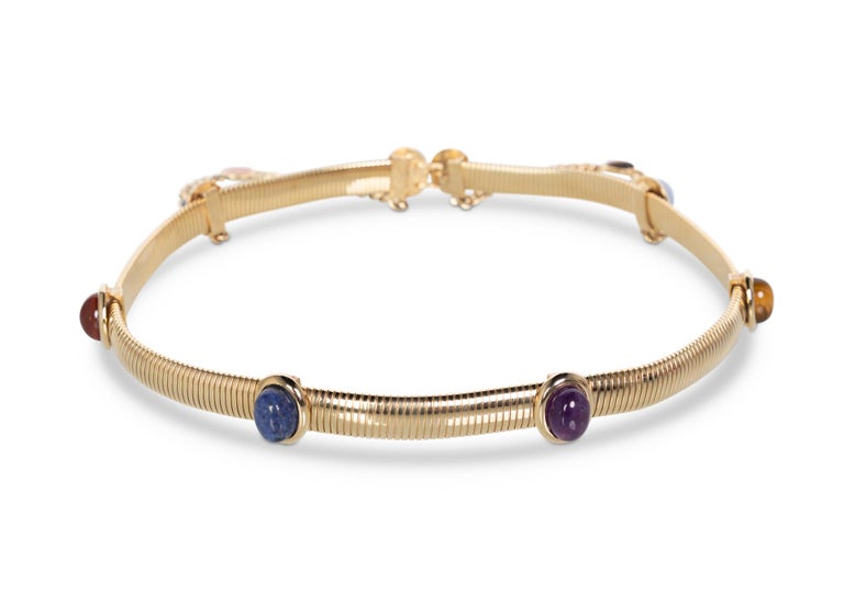 Judith Leiber Gold Semi-Precious Stones Chain Belt, 1990s