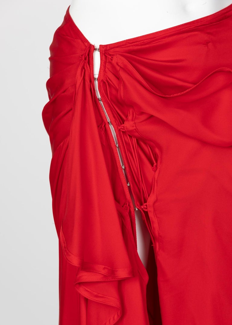 Yves Saint Laurent Red Silk Flamenco Skirt YSL, Runway 2003