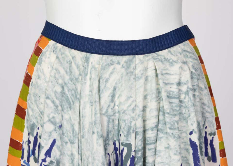 Prada Runway Postcard Print Cotton Circle Skirt, 2004