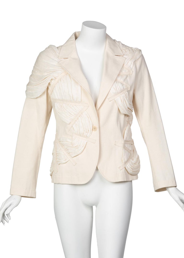 Issey Miyake S/S 2003 Runway Cream Cotton Canvas Jacket Museum Piece