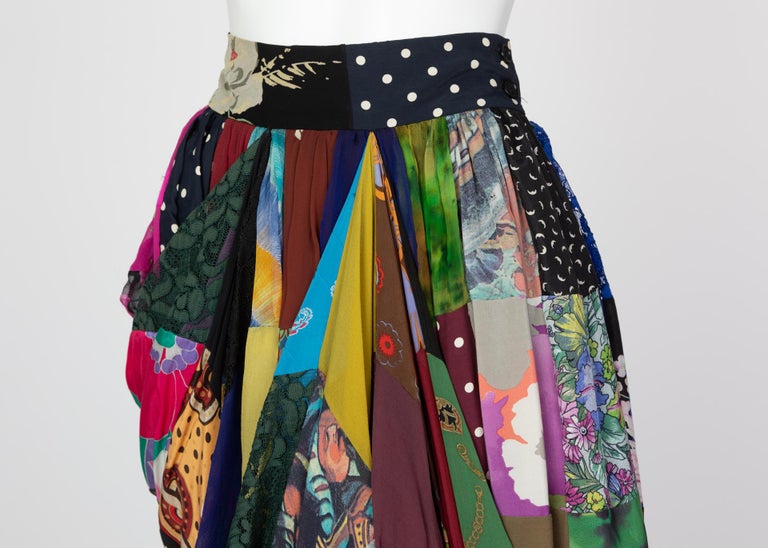 Dolce & Gabbana Multicolored Silk Patchwork Maxi Skirt, 1990s