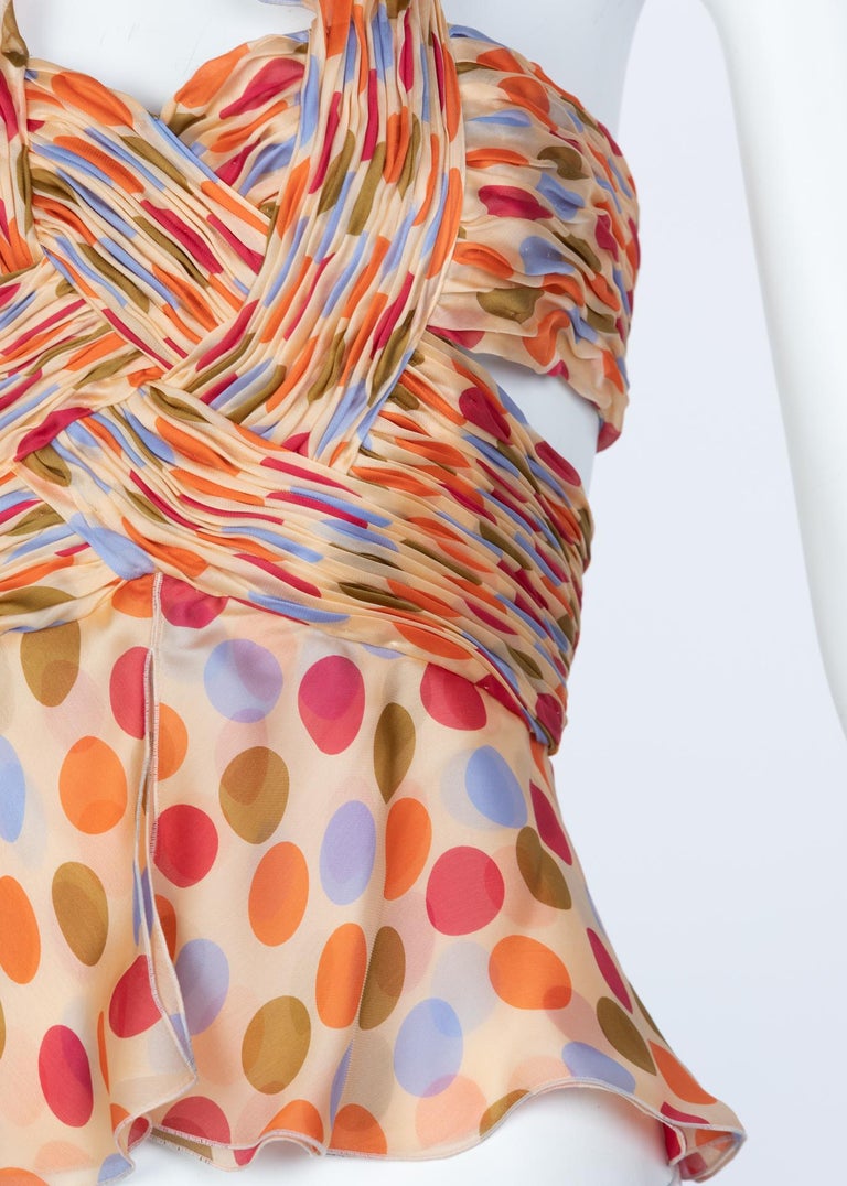 Valentino Silk Polka Dot Halter Top, 1990s