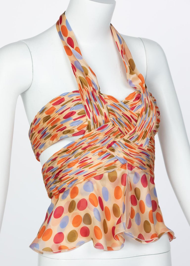 Valentino Silk Polka Dot Halter Top, 1990s