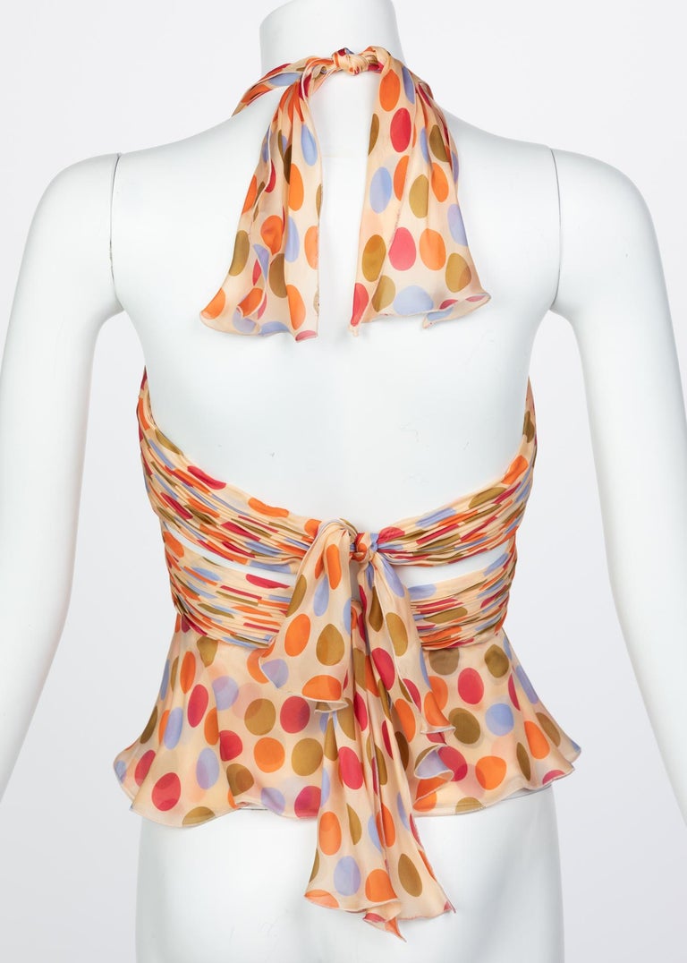 Valentino Silk Polka Dot Halter Top, 1990s